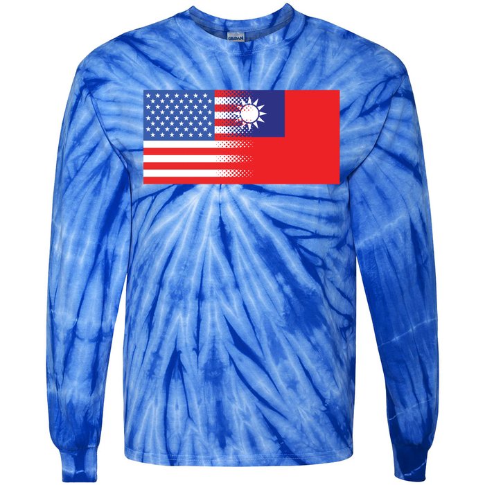 Taiwanese American Flag Us Taiwan Pride Gift Tie-Dye Long Sleeve Shirt