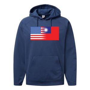 Taiwanese American Flag Us Taiwan Pride Gift Performance Fleece Hoodie