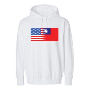 Taiwanese American Flag Us Taiwan Pride Gift Garment-Dyed Fleece Hoodie