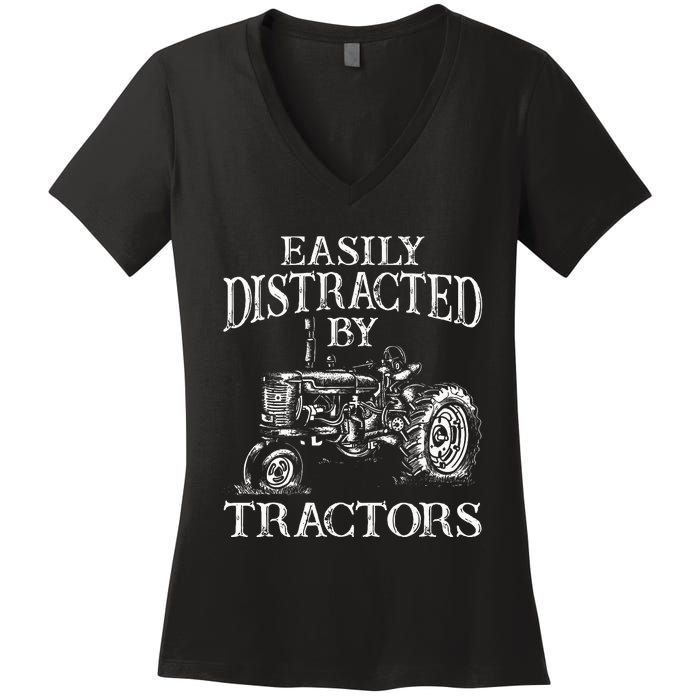 Tractor Art Farming Agriculture Farmer Truck Women's V-Neck T-Shirt