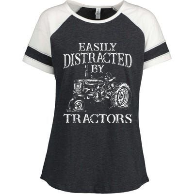 Tractor Art Farming Agriculture Farmer Truck Enza Ladies Jersey Colorblock Tee