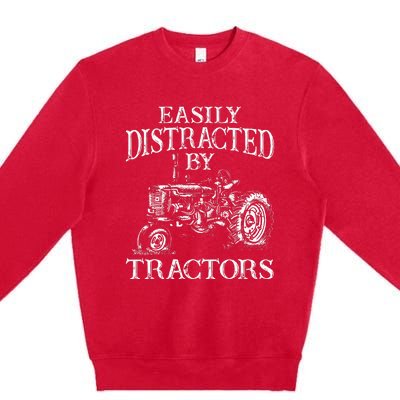 Tractor Art Farming Agriculture Farmer Truck Premium Crewneck Sweatshirt