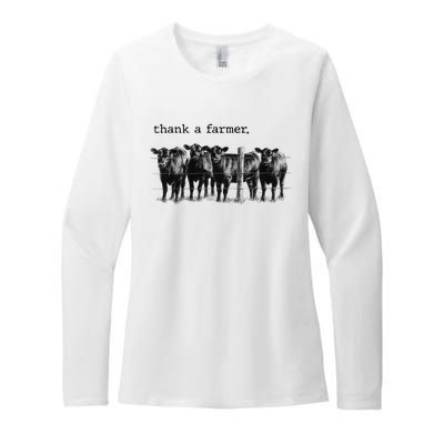 Thank a Farmer Cow Lover Heifer Lover Agriculture Outfit Womens CVC Long Sleeve Shirt