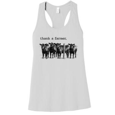 Thank a Farmer Cow Lover Heifer Lover Agriculture Outfit Women's Racerback Tank