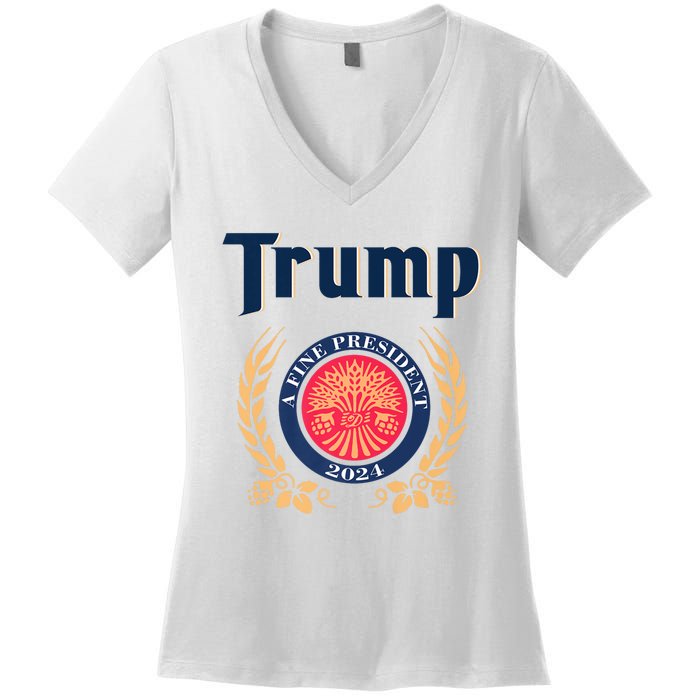 Trump A Fine President 2024 Women's V-Neck T-Shirt