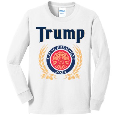 Trump A Fine President 2024 Kids Long Sleeve Shirt