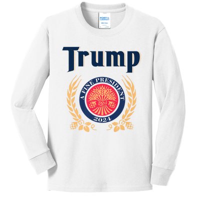 Trump A Fine President 2024 Kids Long Sleeve Shirt