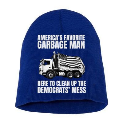 Trump AmericaS Favorite Garbage Man Trash Truck Photo Maga Short Acrylic Beanie