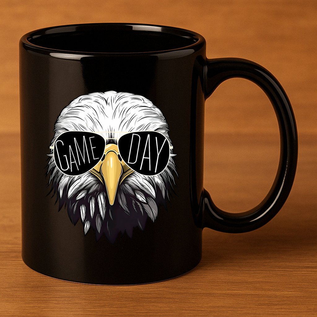 Touchdown American Football Game Day Thanksgiving Bald Eagle 11oz C Handle Ceramic Mug
