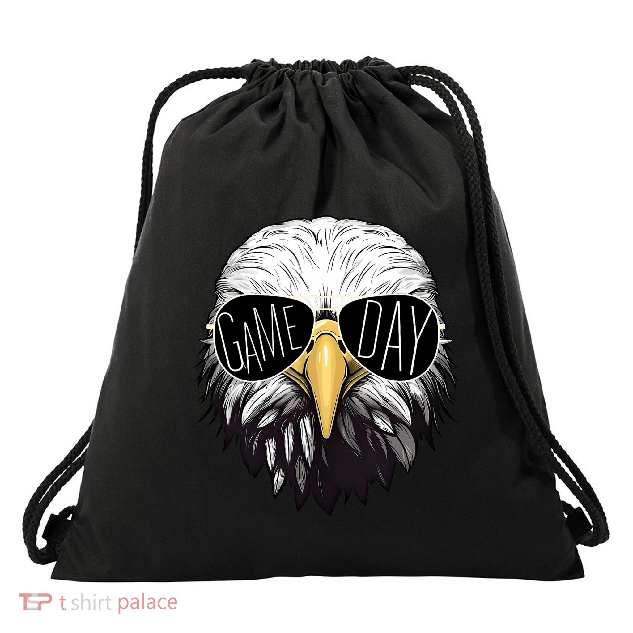 Touchdown American Football Game Day Thanksgiving Bald Eagle Drawstring Bag