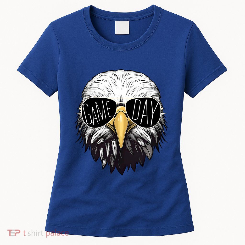 Touchdown American Football Game Day Thanksgiving Bald Eagle Womens T-Shirt