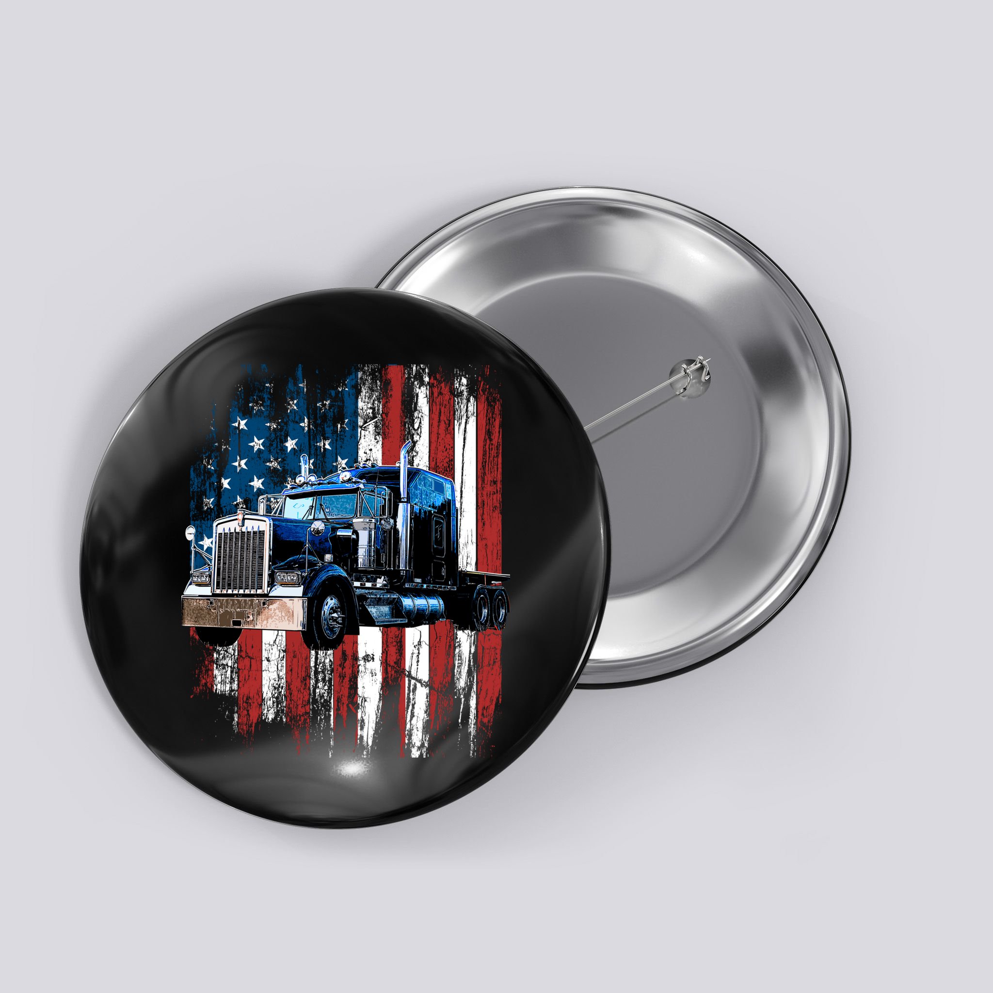 Trucker American Flag Truck Driver Hoodie Truck Driver Gift Button