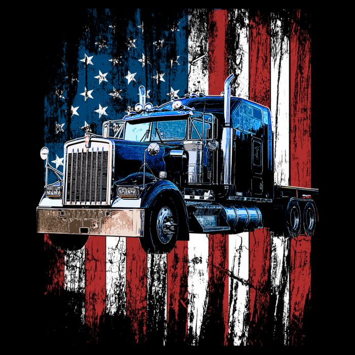 Trucker American Flag Truck Driver Hoodie Truck Driver Gift Button