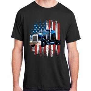 Trucker American Flag Truck Driver Hoodie Truck Driver Gift Adult ChromaSoft Performance T-Shirt