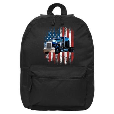 Trucker American Flag Truck Driver Hoodie Truck Driver Gift 16 in Basic Backpack