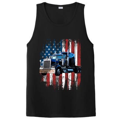 Trucker American Flag Truck Driver Hoodie Truck Driver Gift PosiCharge Competitor Tank