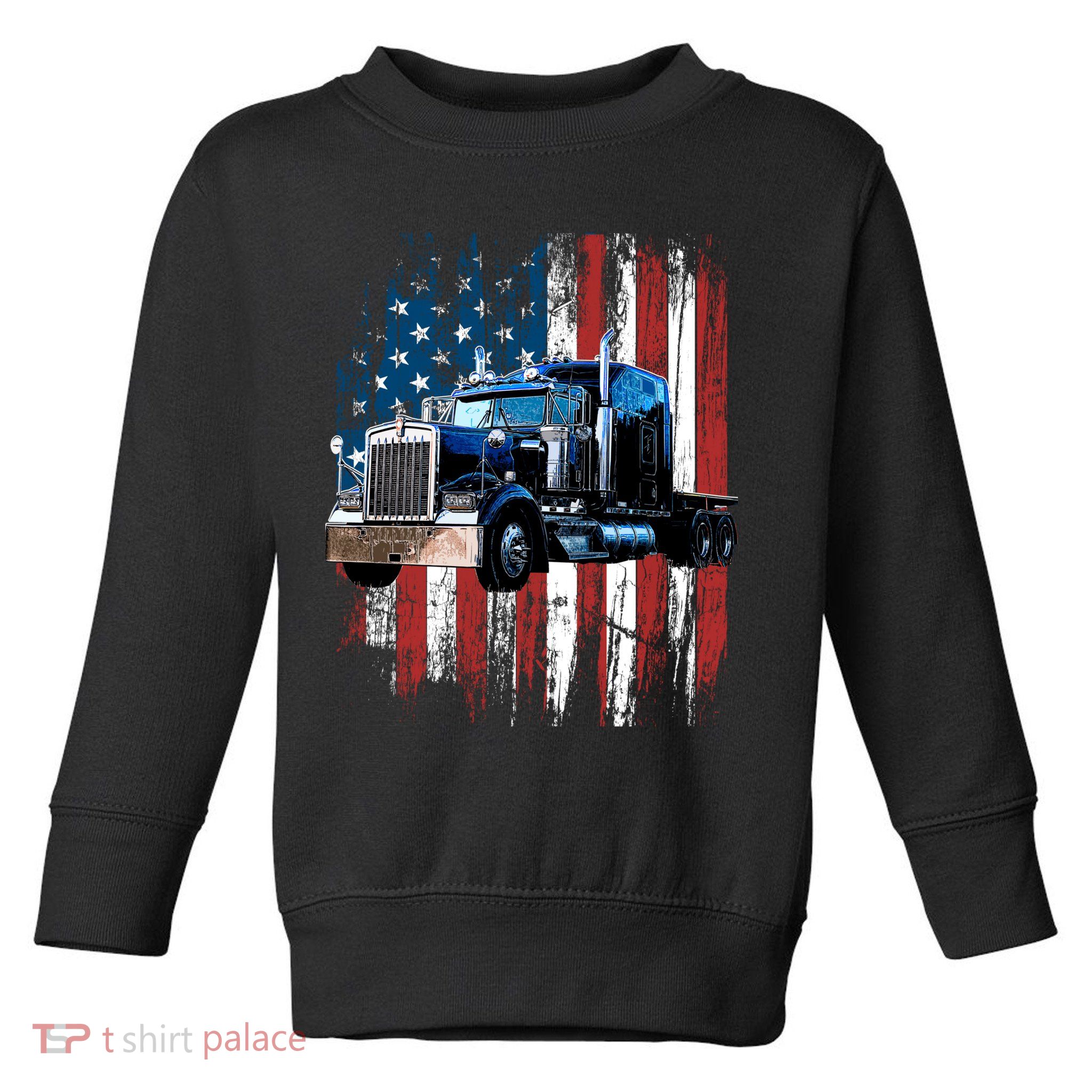 Trucker American Flag Truck Driver Hoodie Truck Driver Gift Toddler Sweatshirt