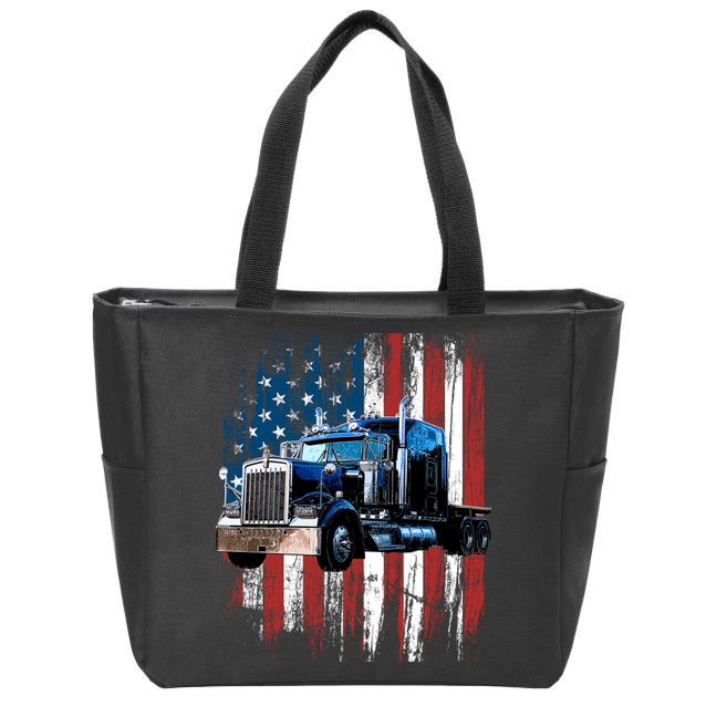 Trucker American Flag Truck Driver Hoodie Truck Driver Gift Zip Tote Bag