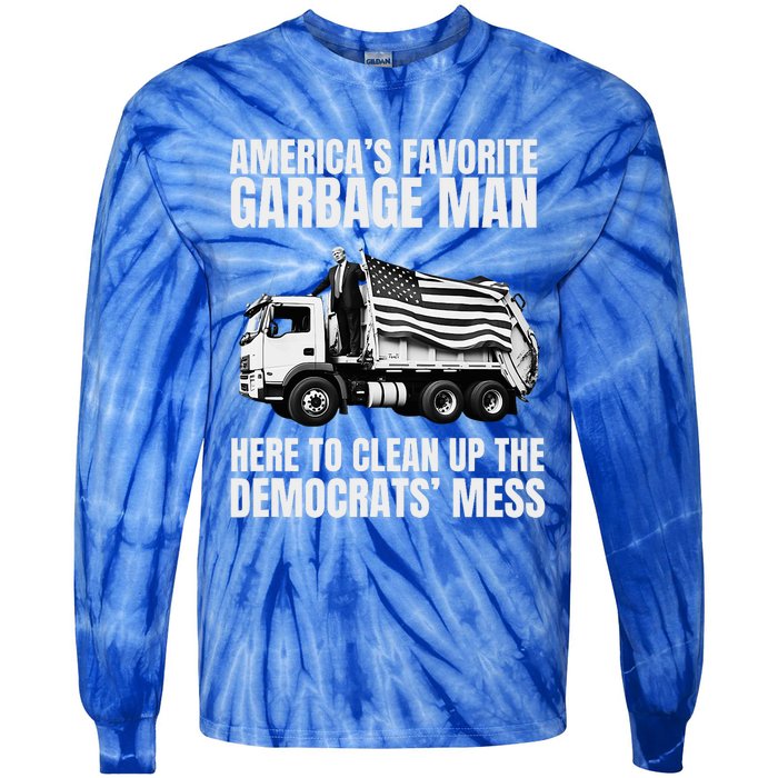 Trump AmericaS Favorite Garbage Man Trash Truck Photo Maga Tie-Dye Long Sleeve Shirt