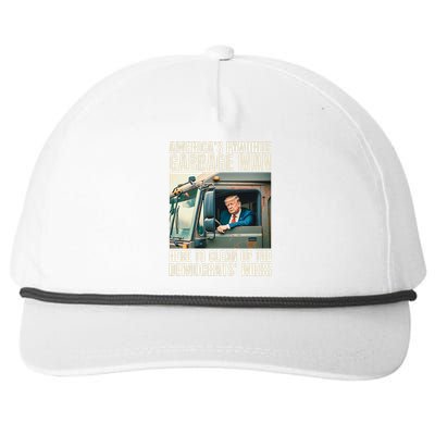 Trump AmericaS Favorite Garbage Man Trump In Trash Truck Snapback Five-Panel Rope Hat