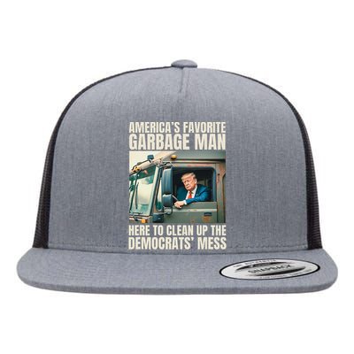 Trump AmericaS Favorite Garbage Man Trump In Trash Truck Flat Bill Trucker Hat