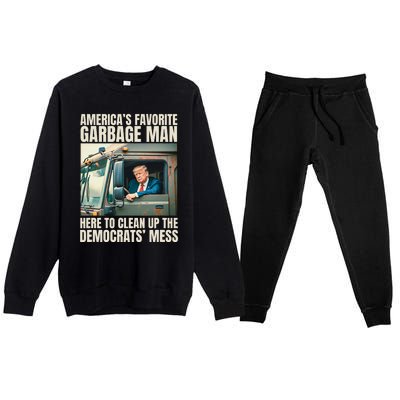 Trump AmericaS Favorite Garbage Man Trump In Trash Truck Premium Crewneck Sweatsuit Set