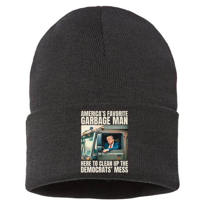 Trump AmericaS Favorite Garbage Man Trump In Trash Truck Sustainable Knit Beanie