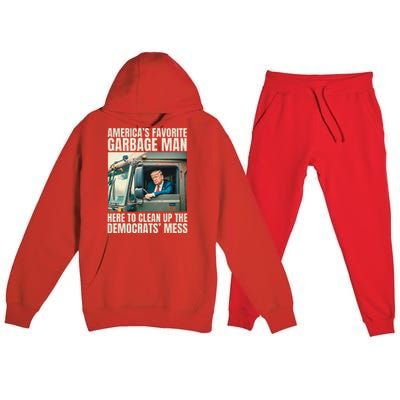 Trump AmericaS Favorite Garbage Man Trump In Trash Truck Premium Hooded Sweatsuit Set