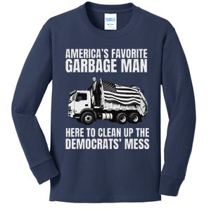 Trump AmericaS Favorite Garbage Man Trash Truck Photo Maga Kids Long Sleeve Shirt