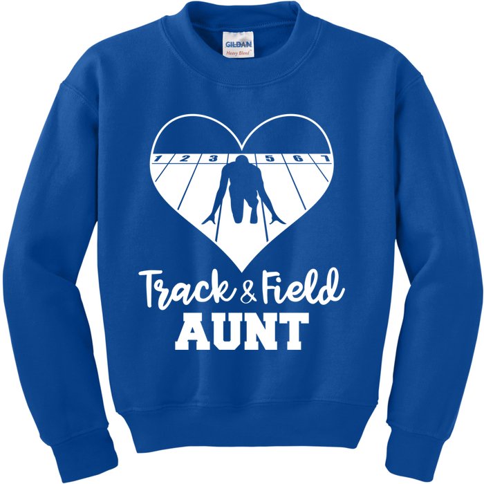 Track And Field Aunt Heart Funny Athletic Gift Kids Sweatshirt