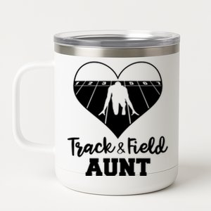 Track And Field Aunt Heart Funny Athletic Gift 12 oz Stainless Steel Tumbler Cup