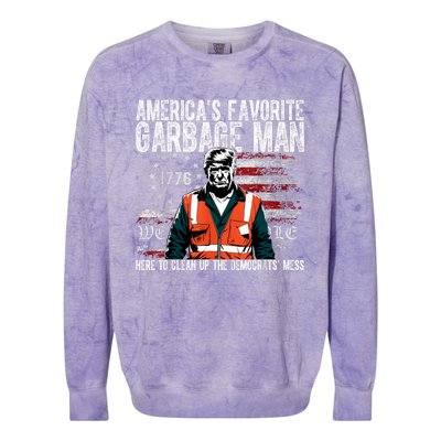 Trump AmericaS Favorite Garbage Man Trump In Trash Truck Colorblast Crewneck Sweatshirt