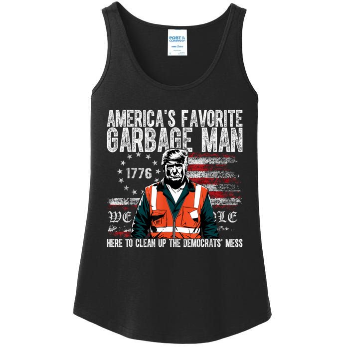 Trump AmericaS Favorite Garbage Man Trump In Trash Truck Ladies Essential Tank