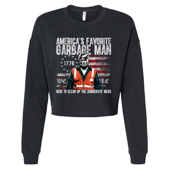 Trump AmericaS Favorite Garbage Man Trump In Trash Truck Cropped Pullover Crew