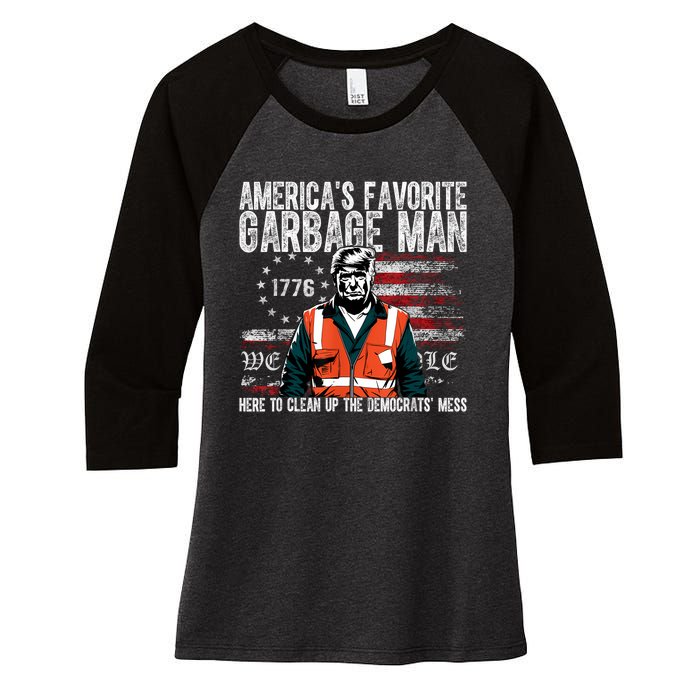 Trump AmericaS Favorite Garbage Man Trump In Trash Truck Women's Tri-Blend 3/4-Sleeve Raglan Shirt