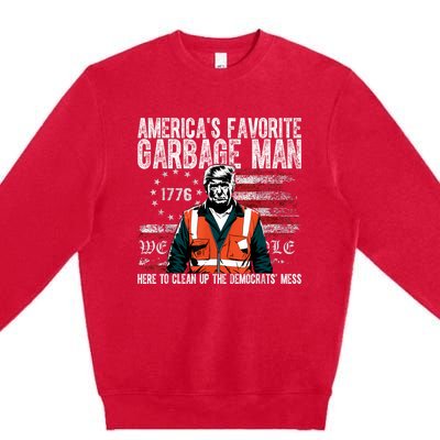 Trump AmericaS Favorite Garbage Man Trump In Trash Truck Premium Crewneck Sweatshirt