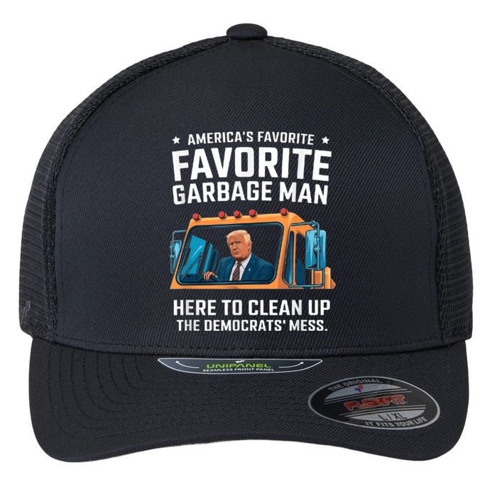 Trump AmericaS Favorite Garbage Man Trump In Trash Truck Flexfit Unipanel Trucker Cap