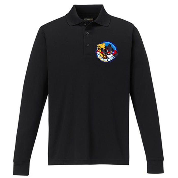 Taiwan Air Force Badge Blue Performance Long Sleeve Polo