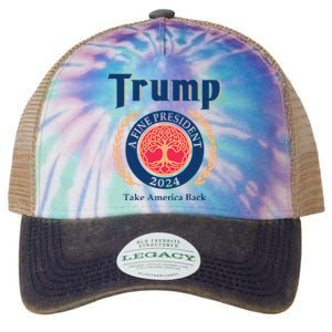 Trump A Fine President 2024 Take America Back Legacy Tie Dye Trucker Hat