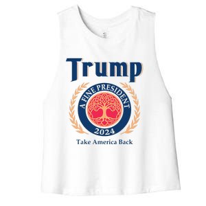 Trump A Fine President 2024 Take America Back Women's Racerback Cropped Tank