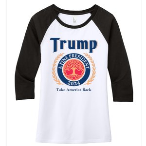 Trump A Fine President 2024 Take America Back Women's Tri-Blend 3/4-Sleeve Raglan Shirt