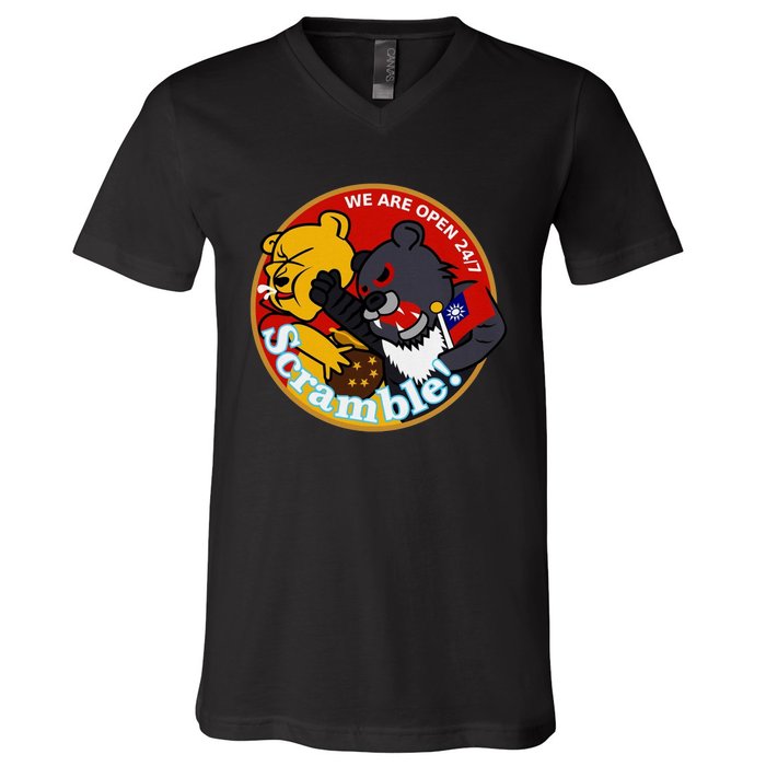 Taiwan Air Force Badge Red V-Neck T-Shirt