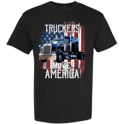 Trucker American Flag Truck Driver Gift Garment-Dyed Heavyweight T-Shirt