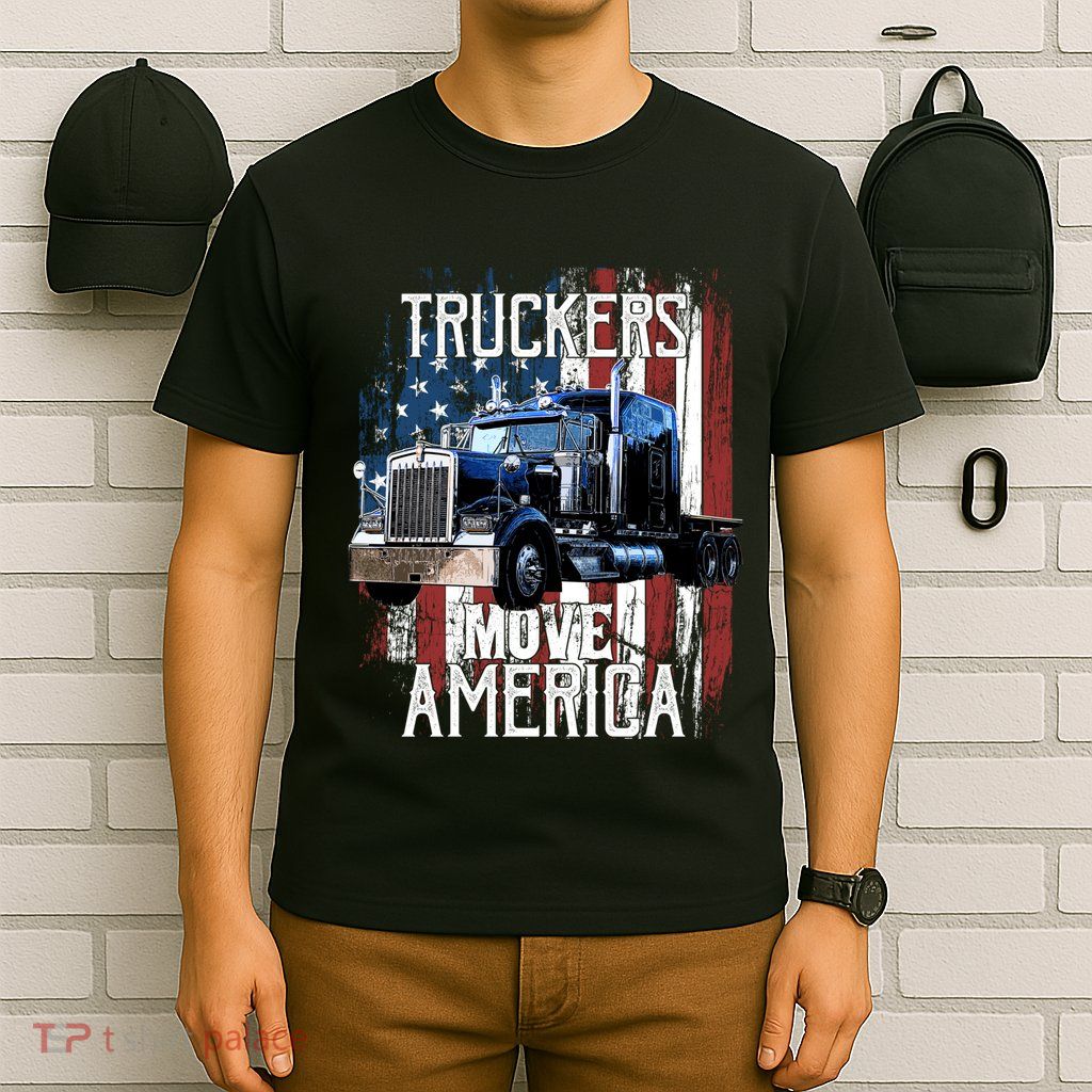 Trucker American Flag Truck Driver Gift T-Shirt