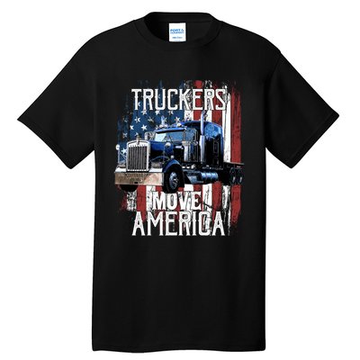 Trucker American Flag Truck Driver Gift Tall T-Shirt