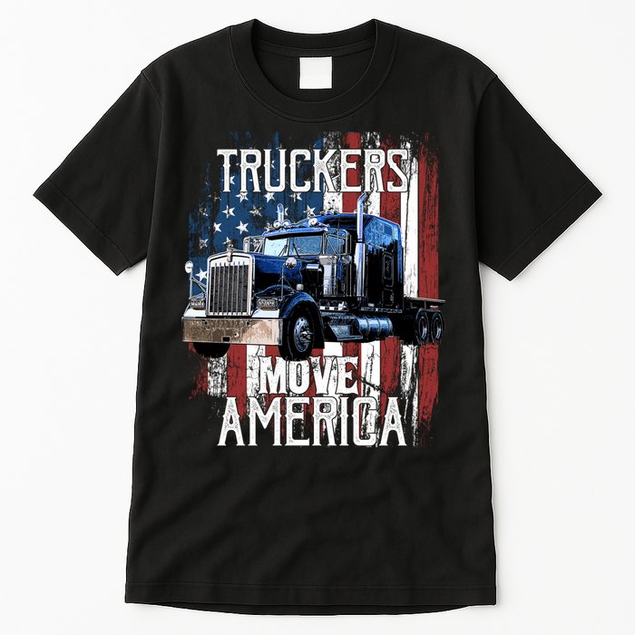 Trucker American Flag Truck Driver Gift Tall T-Shirt