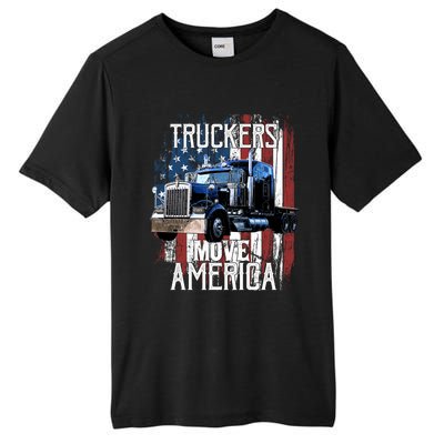 Trucker American Flag Truck Driver Gift Tall Fusion ChromaSoft Performance T-Shirt