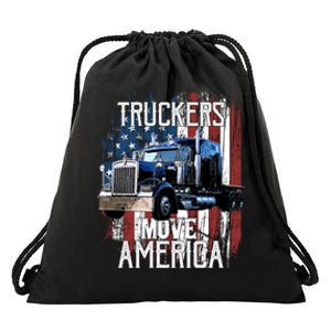 Trucker American Flag Truck Driver Gift Drawstring Bag