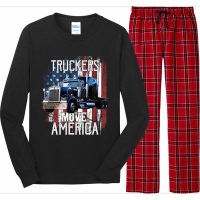 Trucker American Flag Truck Driver Gift Long Sleeve Pajama Set