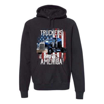 Trucker American Flag Truck Driver Gift Premium Hoodie